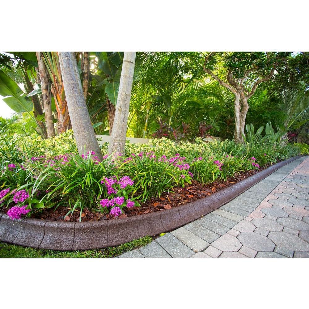 4 ft. Brown Rubber Curb Landscape Edging (4-Pack) - Hercitys
