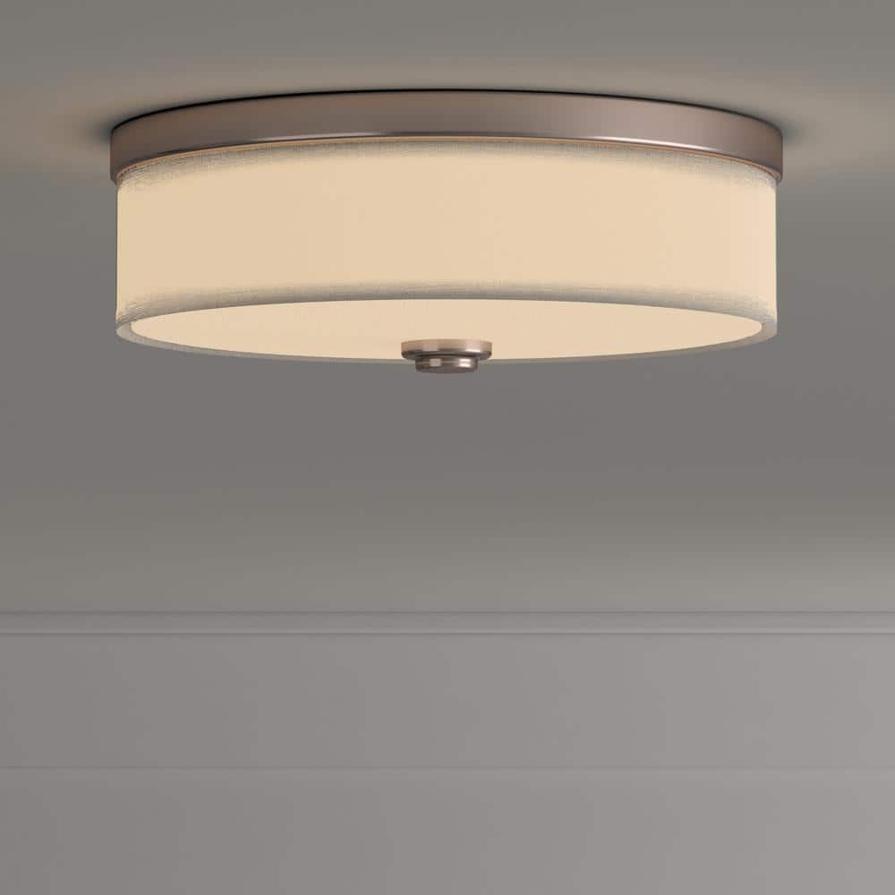 10 in. Weaver Collection 1-Light Brushed Nickel Integrated LED Flush Mount - Hercitys