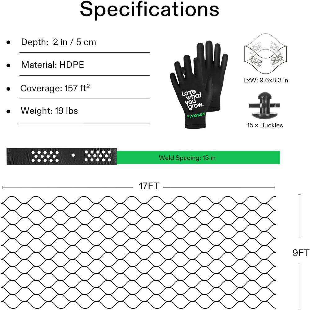 108 in. x 204 in. Rectangular 2 in. Depth Plastic HDPE Geo Cell Ground Grid Paver (1885 lbs./sq. ft.） - Hercitys