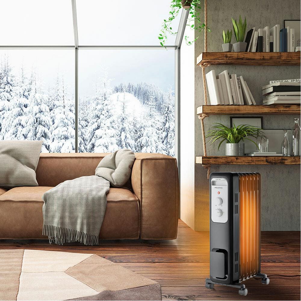 1,500-Watt Oil-Filled Radiant Electric Space Heater with Thermostat - Hercitys