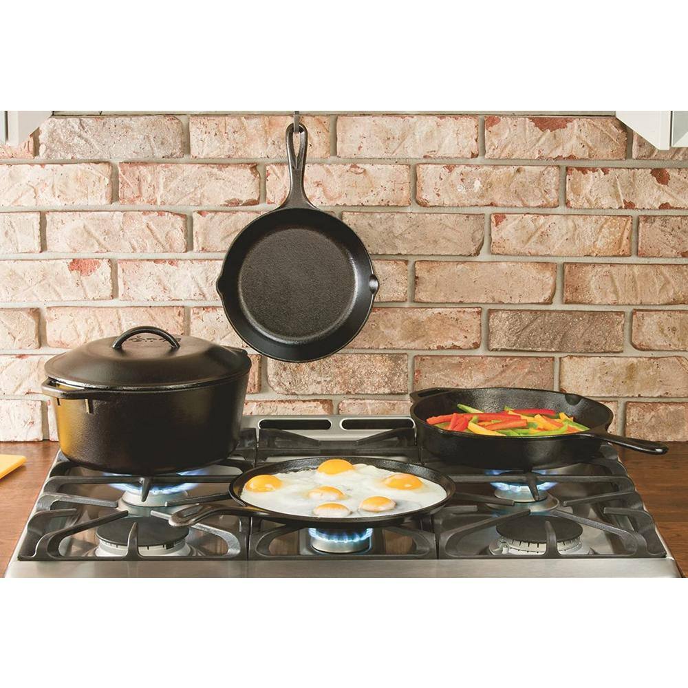 12 in. Cast Iron Deep Skillet in Black with Lid - Hercitys