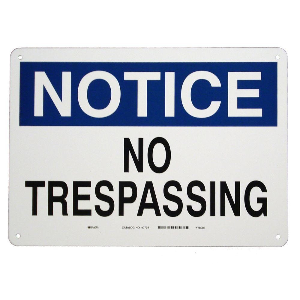 10 in. x 14 in. Aluminum Notice No Trespassing Sign - Hercitys