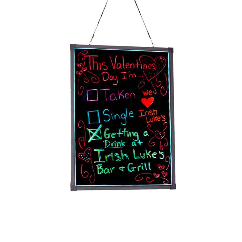 24 in. x 32 in. Hanging LED Business Writable Signboard Erasable Advertising Menu Sign - Hercitys