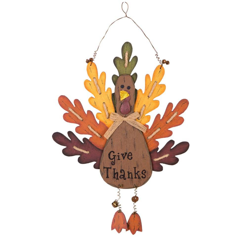 20.67 in. H Burlap/Wooden Turkey Wall Decor - Hercitys