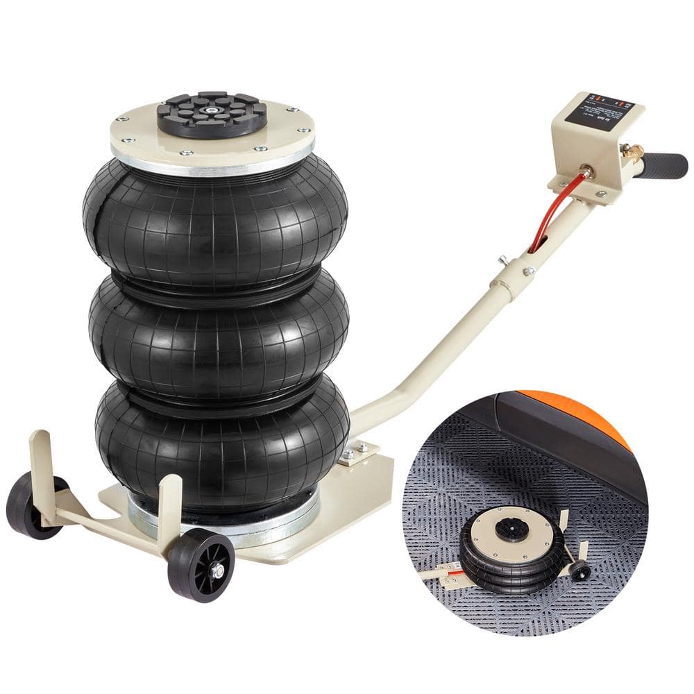 3 Ton Pneumatic Air Jack, 6600 lbs. Car SUV Lifting Jack, Triple Bag Hydraulic Lifter, Its Lifting Range of 5.5-17.7 in. - Hercitys