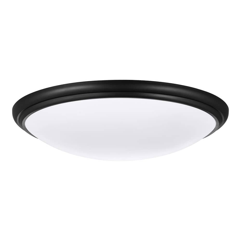 12 in. Light Matte Black and White Adjustable CCT Integrated LED Ceiling Flush Mount Fixture with Interchangeable Trim - Hercitys