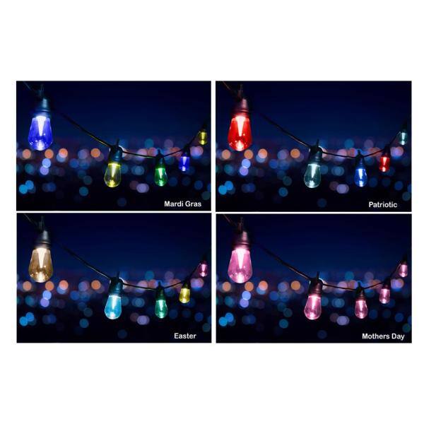 24 ft – 12 Color Changing Shatter Proof LED Lights – Holiday Cafe Bistro Lights – 14 Holiday Light Sequences - Hercitys