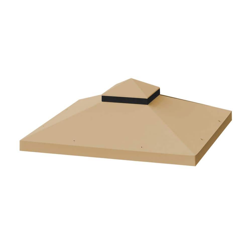 10 ft. x10 ft. Outdoor Patio Gazebo Replacement Canopy Top Double Tiered Roof Cover Only(Frame Not Include)in khaki - Hercitys