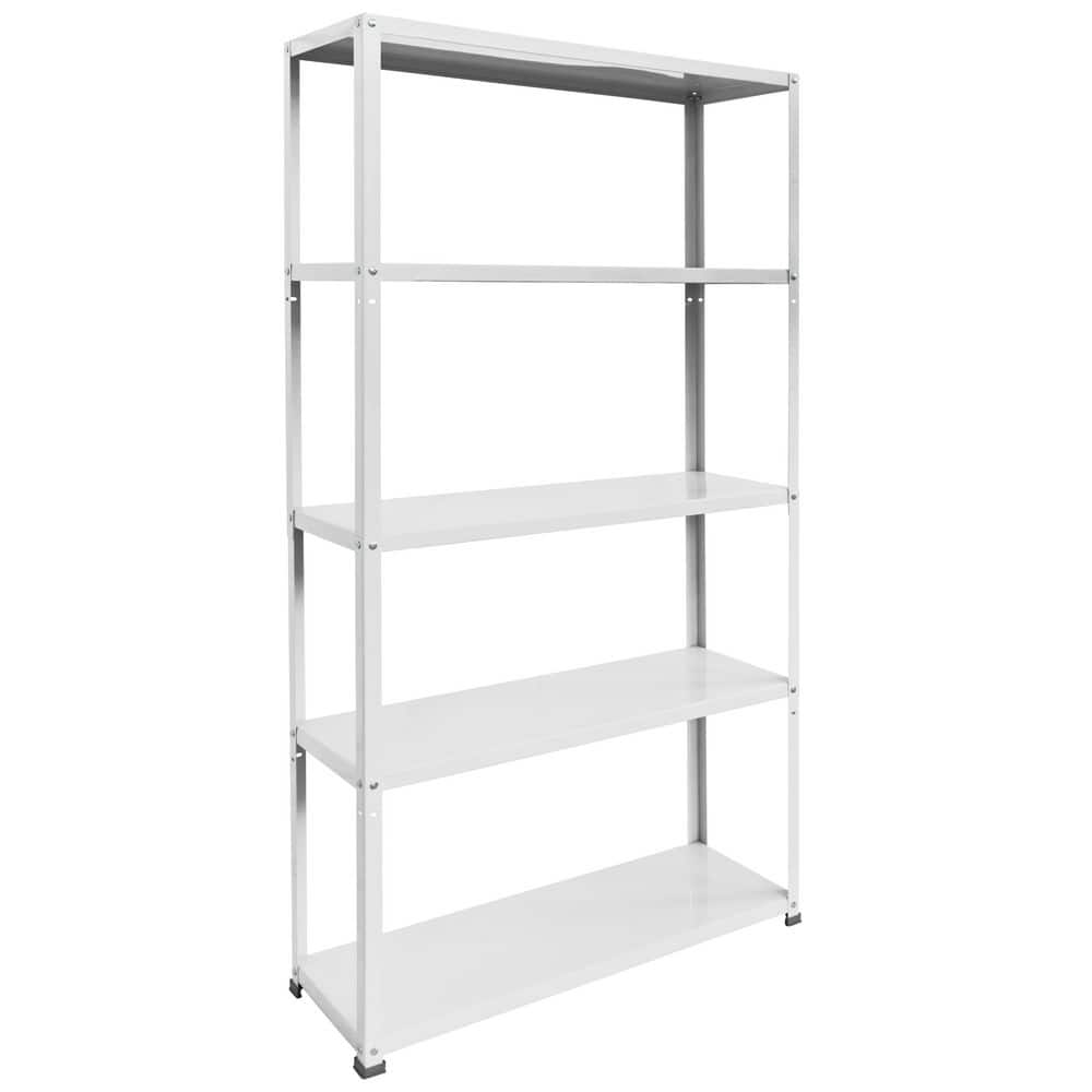 5-Tier Powder-Coated Metal Decorative Garage Storage Shelving Unit in White (35.4 in. W x 69 in. H x 12 in. D) - Hercitys