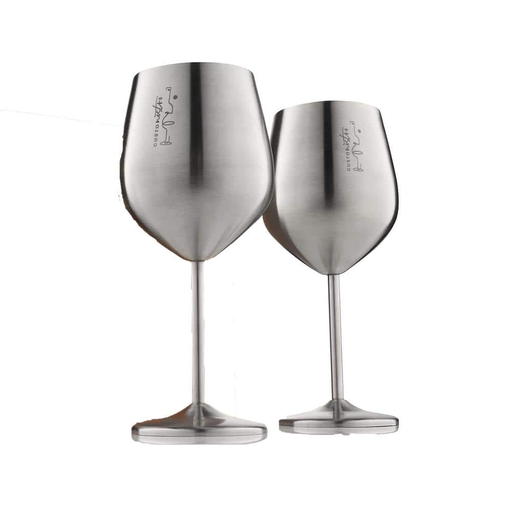 18 oz. Full-Bodied Silver Outdoor Use Wine Glass (Set of 2) - Hercitys
