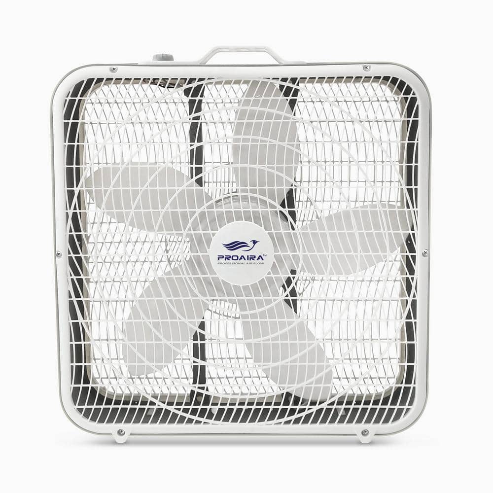 20 in Box Fan in White with 3 Speed Control and Carry Handle - Hercitys