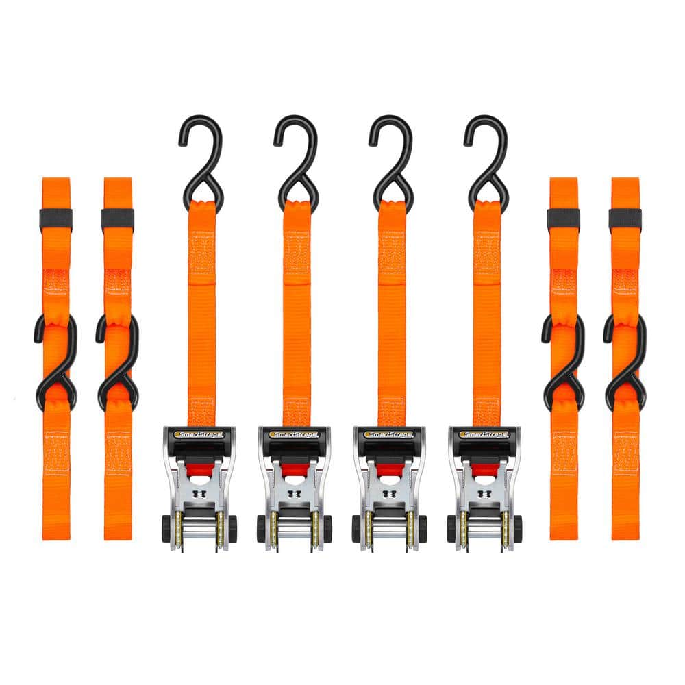14 ft. Orange RatchetX Tie Down Straps with 1,000 lb. Safe Work Load – 4 pack - Hercitys