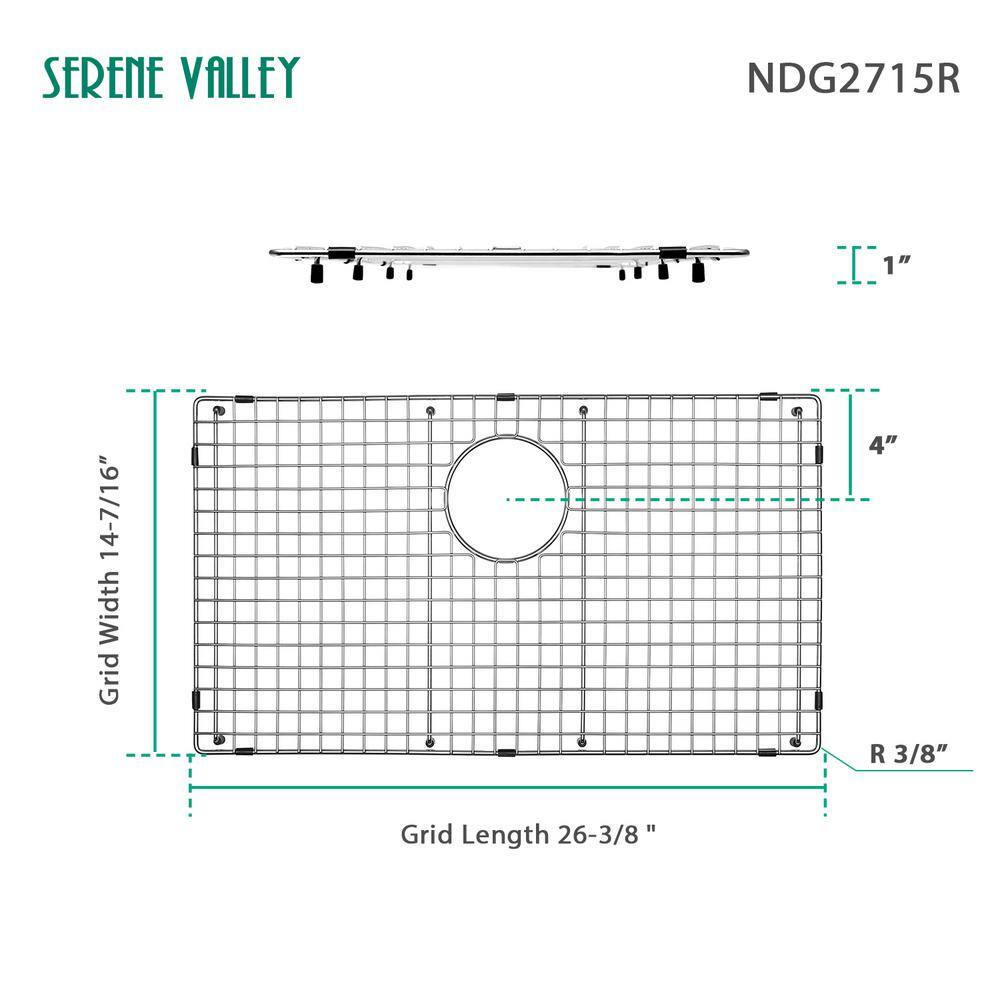 26.38-in x 14.45-in Rear Drain Heavy-Duty Stainless Steel Sink Grid NDG2715R - Hercitys