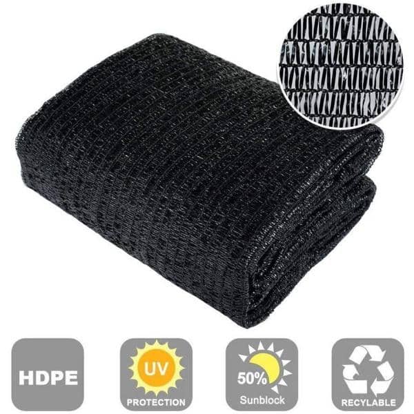 10 ft. x 10 ft. 30% Sunblock Shade Cloth Cover with Clips for Plants, Black - Hercitys