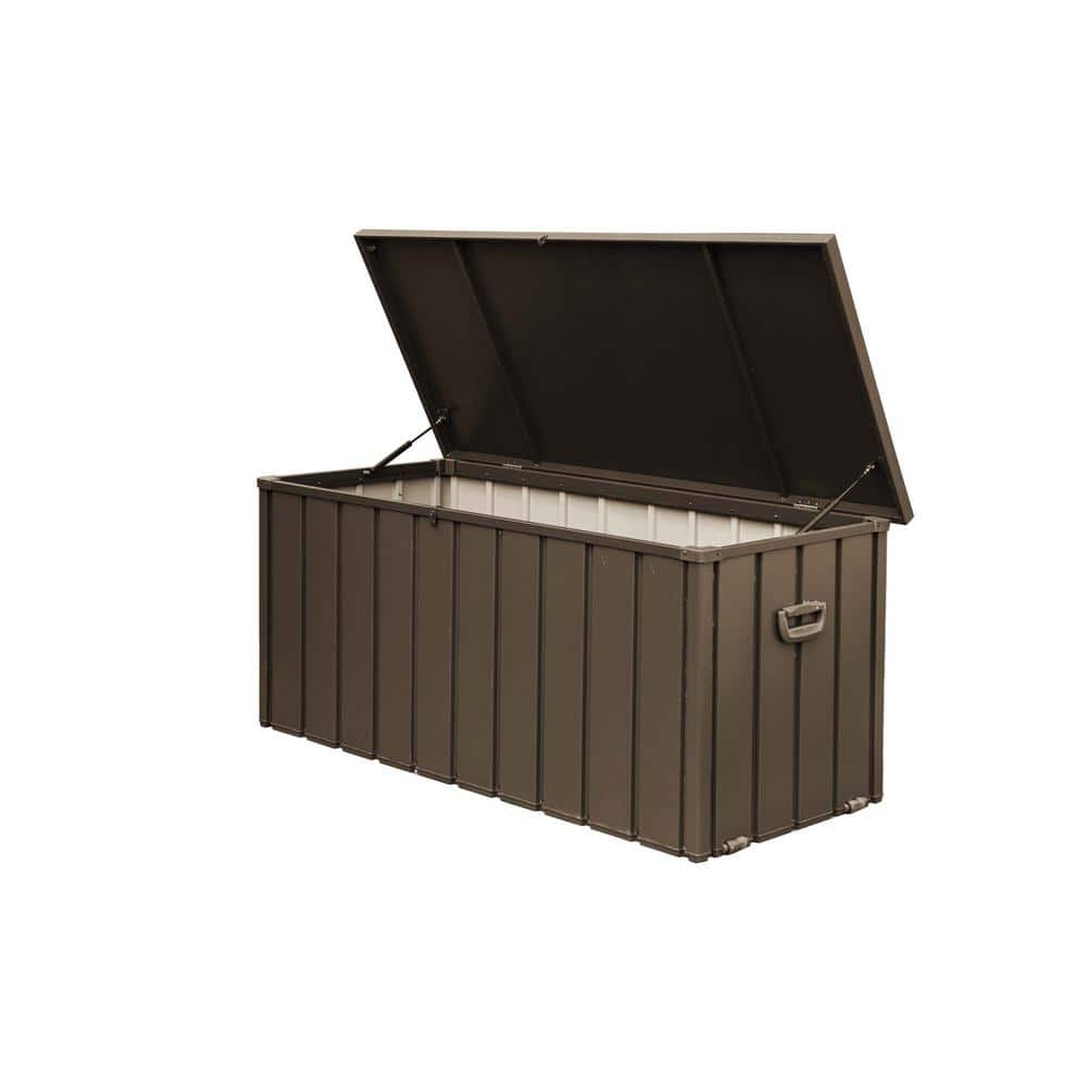 120 Gal. Outdoor Waterproof Storage Deck Box for Outdoor Cushions, Pillows, Garden Tools, Lockable Dark Brown - Hercitys