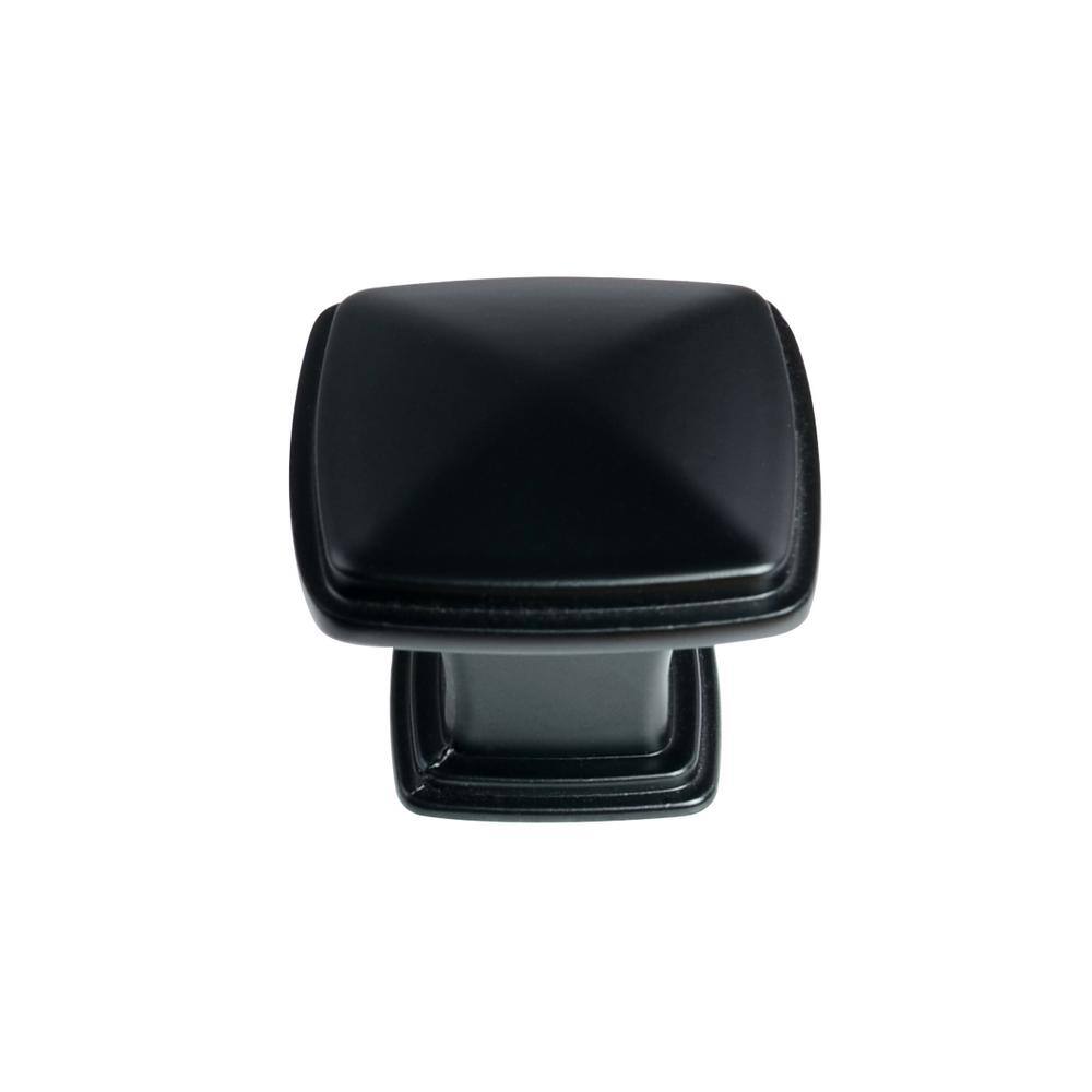 1-1/4 in. Flat Black Traditional Square Cabinet Knob (25-Pack) - Hercitys