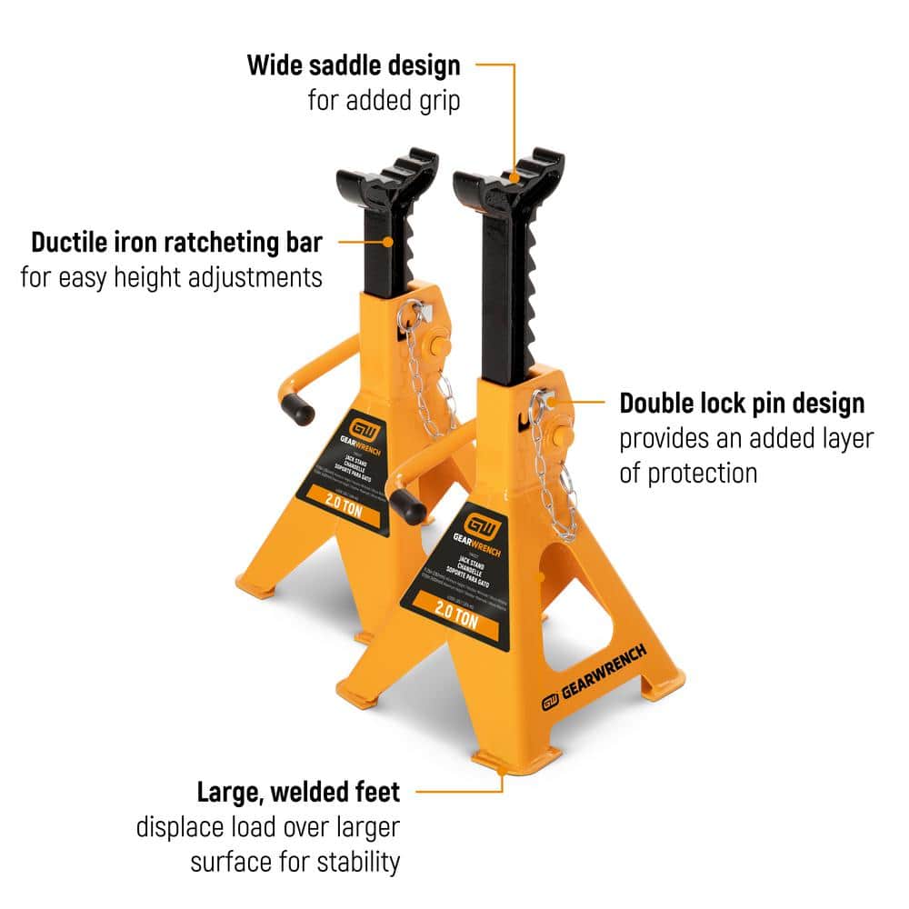 3-Ton Ratcheting Jack Stands (2-Piece) - Hercitys