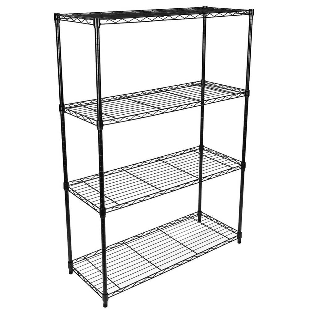 4-Tier Heavy Duty Storage Shelving Unit Black, Kitchen Shelves, 36 L x 14.17 W x 56 H in. 1-Pack in Black - Hercitys