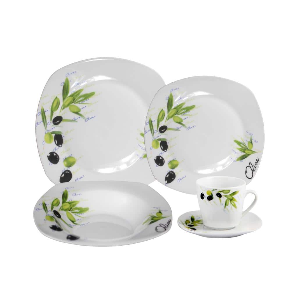 16-Piece Casual Shiny Finish Porcelain Dinnerware Set (Service for 4) - Hercitys