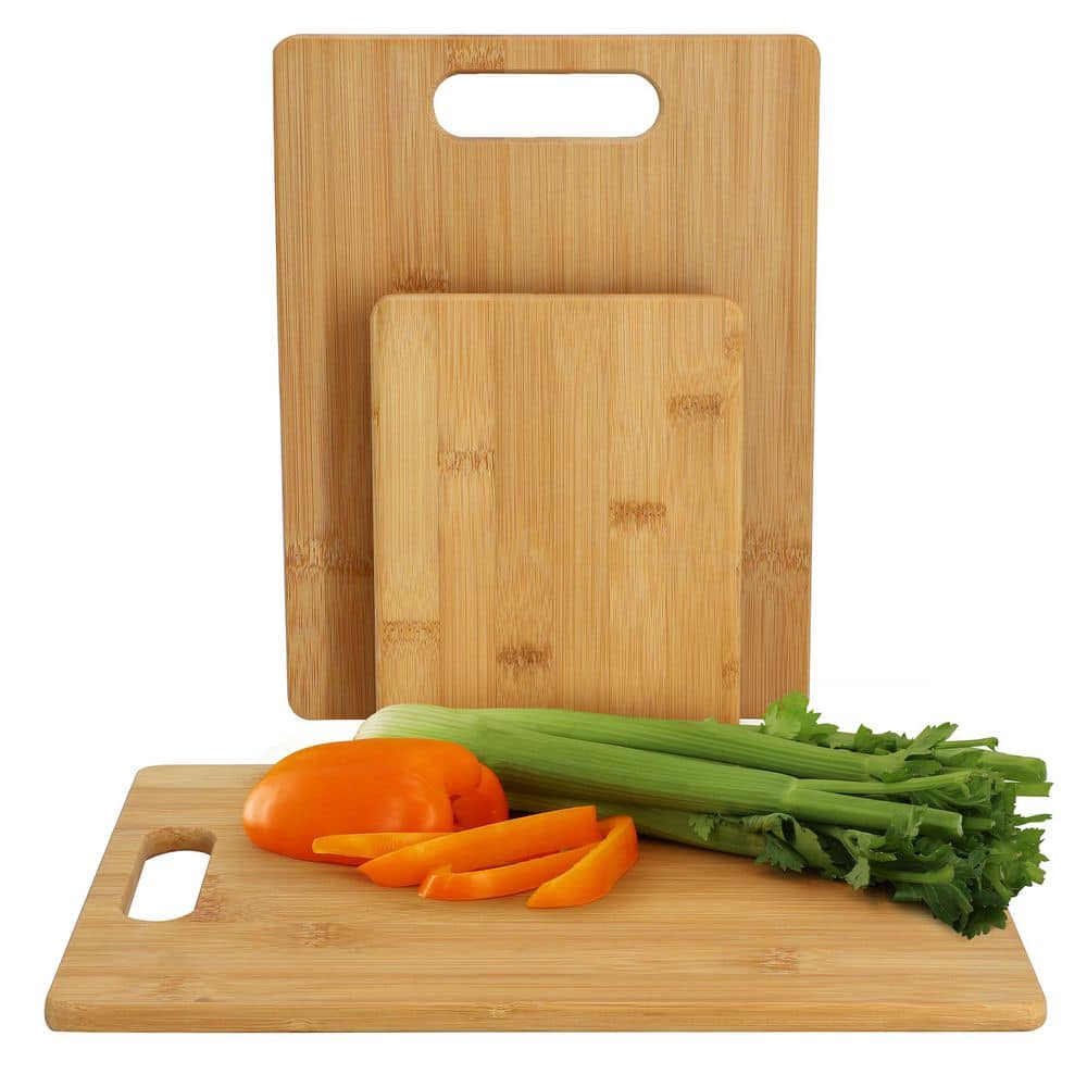 3 Piece 8 in., 11 in., and 13 in. Bamboo Wood Cutting Board Set - Hercitys