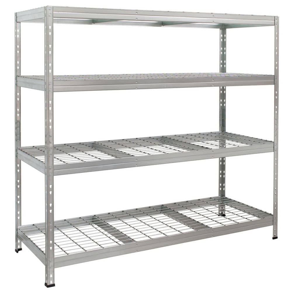4-Tier Galvanized Steel Garage Storage Shelving Unit in Silver with Wire Racks (60 in. W x 71 in. H x 20 in. D) - Hercitys