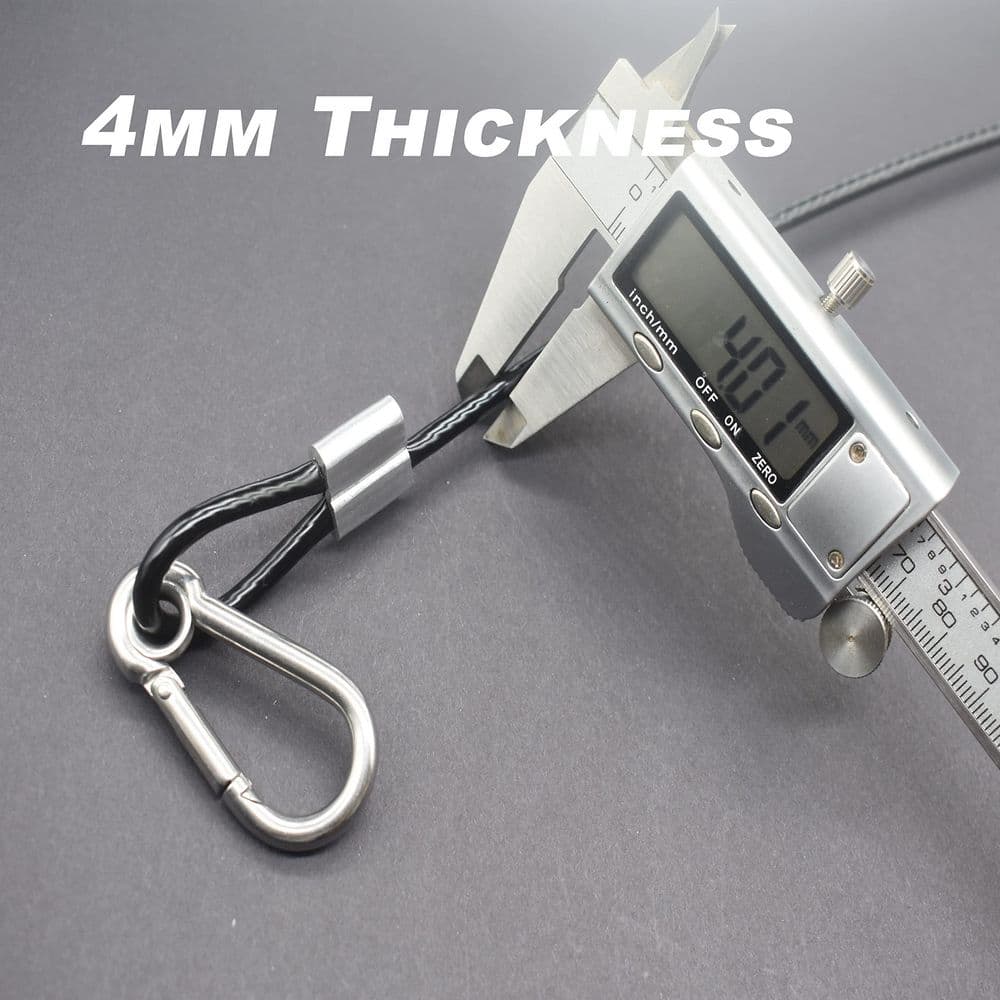 10 Pcs 1FT Vinyl Coated Stainless Steel Wire Cable Lanyard 4mm Thickness with Loops and Carabiner Hook Black - Hercitys