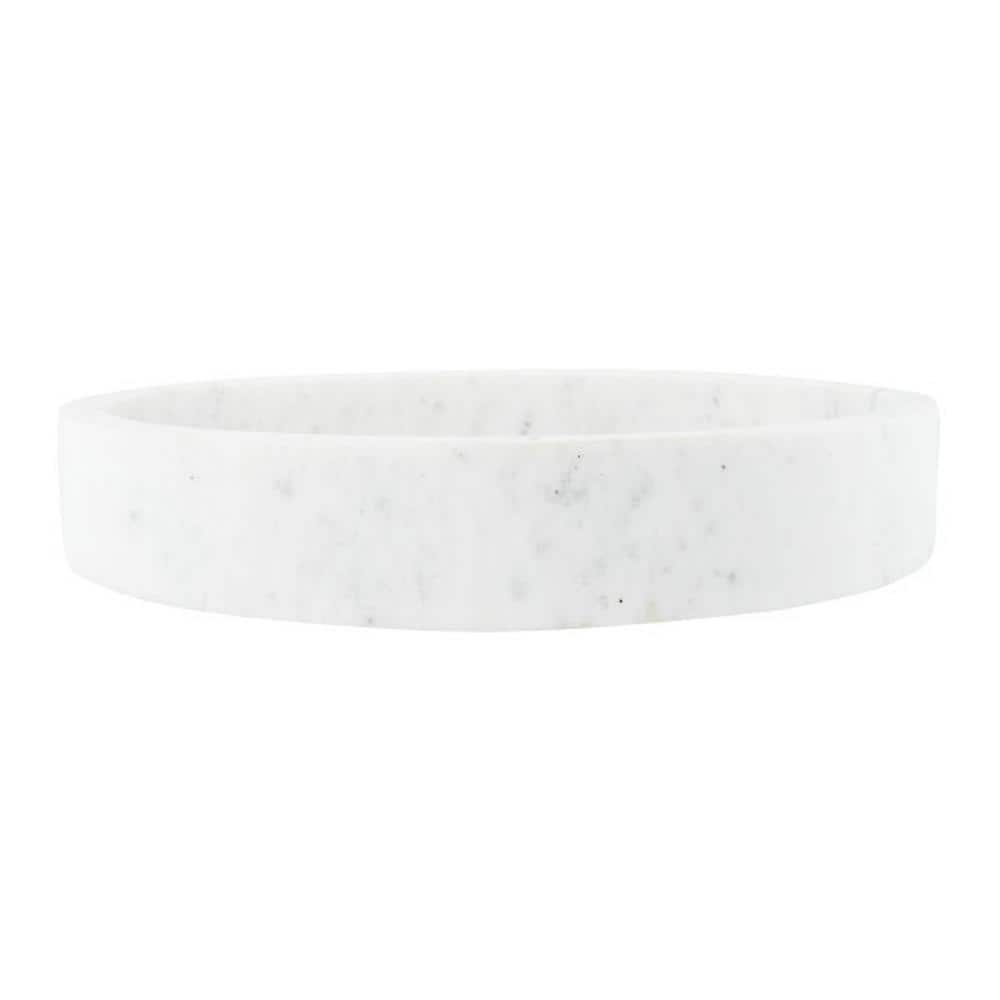 12 in. W x 2 in. H x 12 in. D White Round Marble Tray - Hercitys