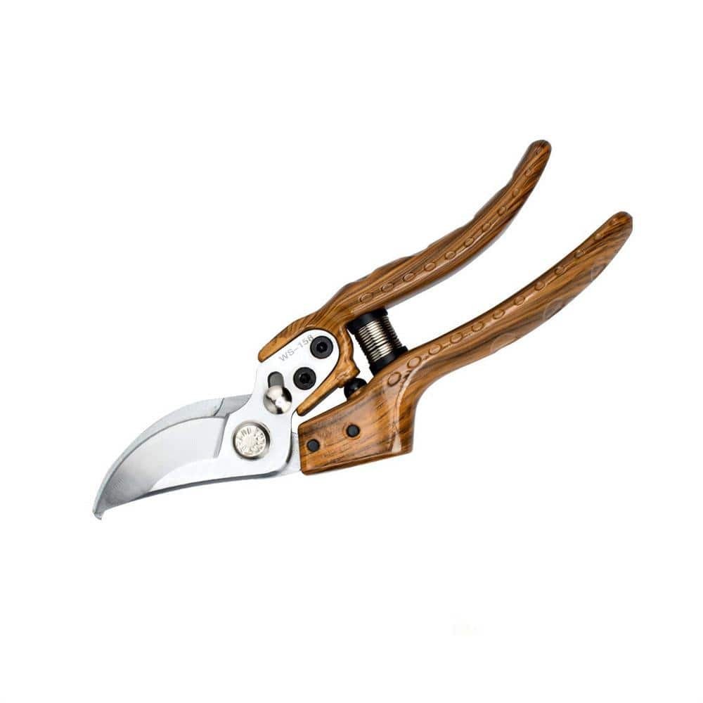 2.1 in. Wood Grain Color Professional Sharp Garden Bypass Pruning Shears - Hercitys