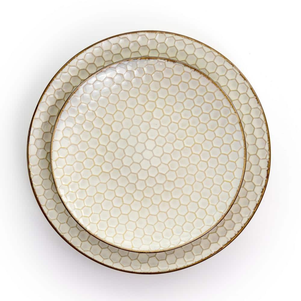 16-Piece Honey Ivory Stoneware Dinnerware Set (Service for 4) - Hercitys