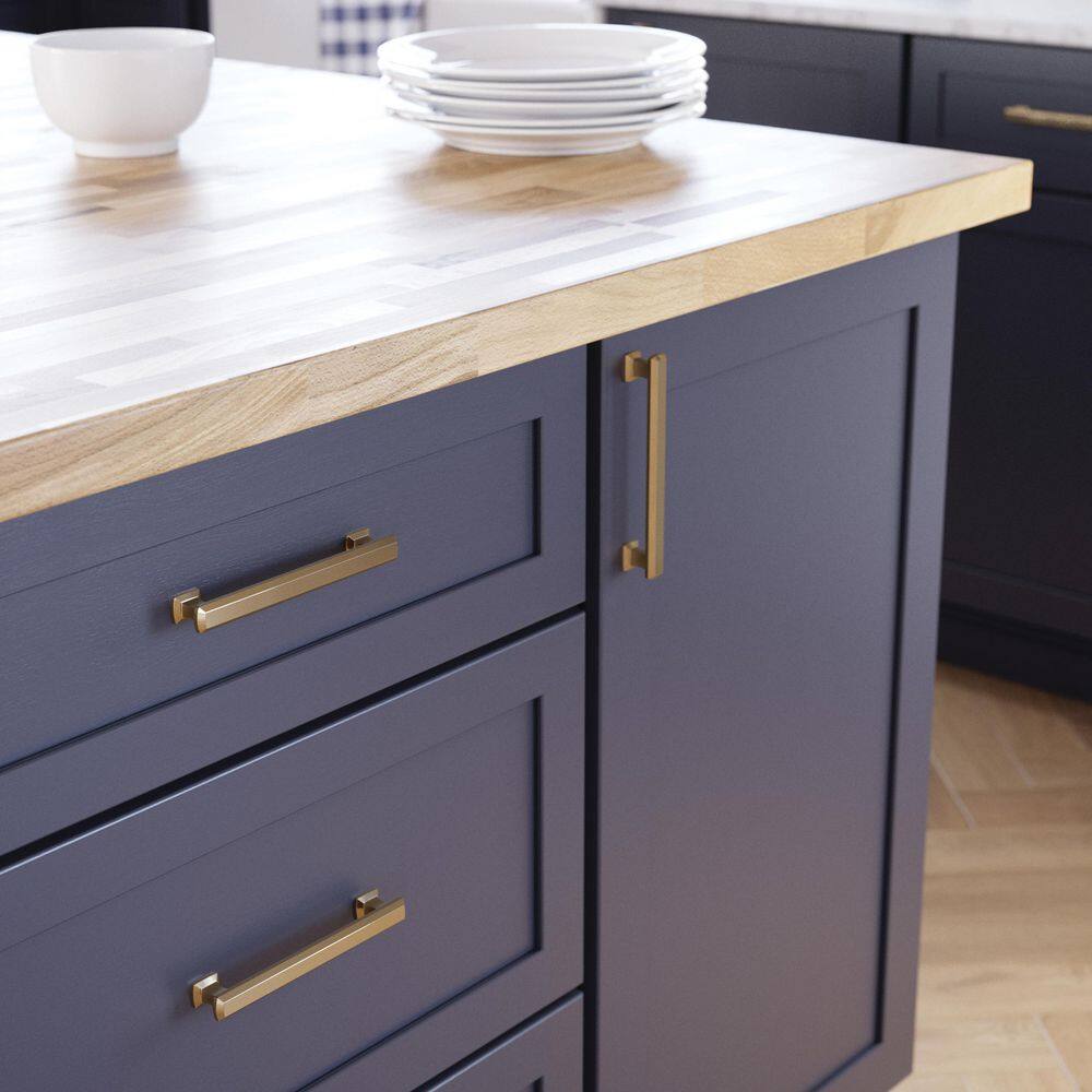 (10-Pack) Chamfered Slim Bar 5-1/16 in. (128 mm) Classic Brushed Champagne Bronze Cabinet Handle Drawer Pulls - Hercitys