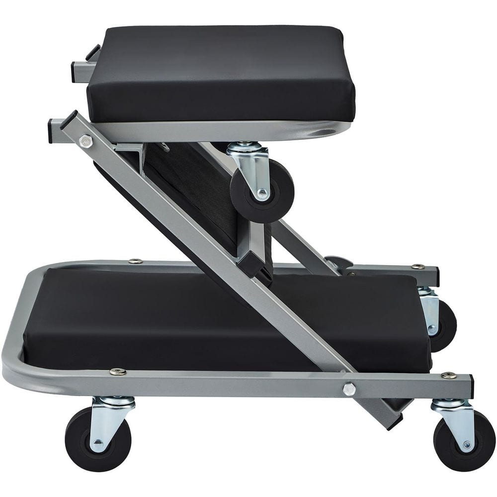 300 lbs. Capacity Z-Creeper Seat, 2-in-1 Rolling Folding Car Creeper, Low Profile Creeper with 6 pcs Wheels, Black - Hercitys