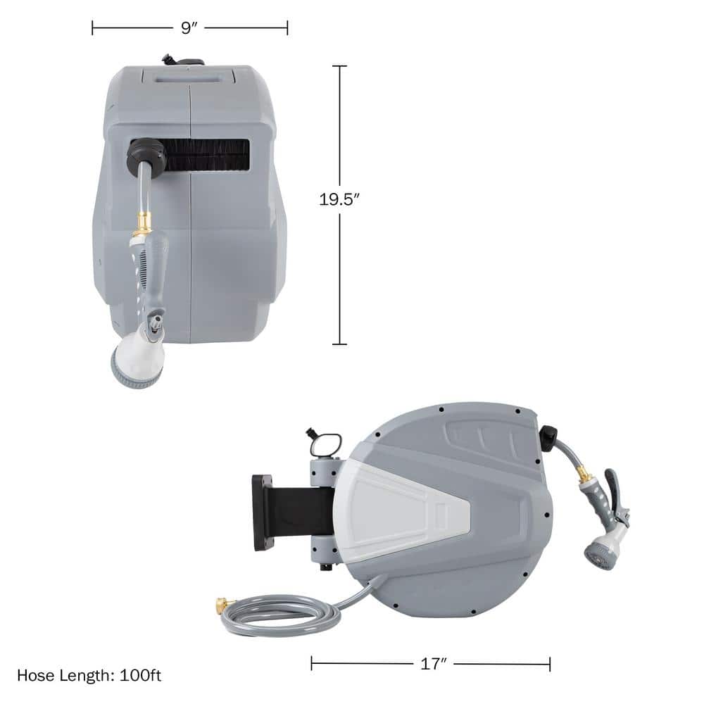 1/2 in. Dia x 100 ft. Standard Retractable Garden Water Hose - Hercitys
