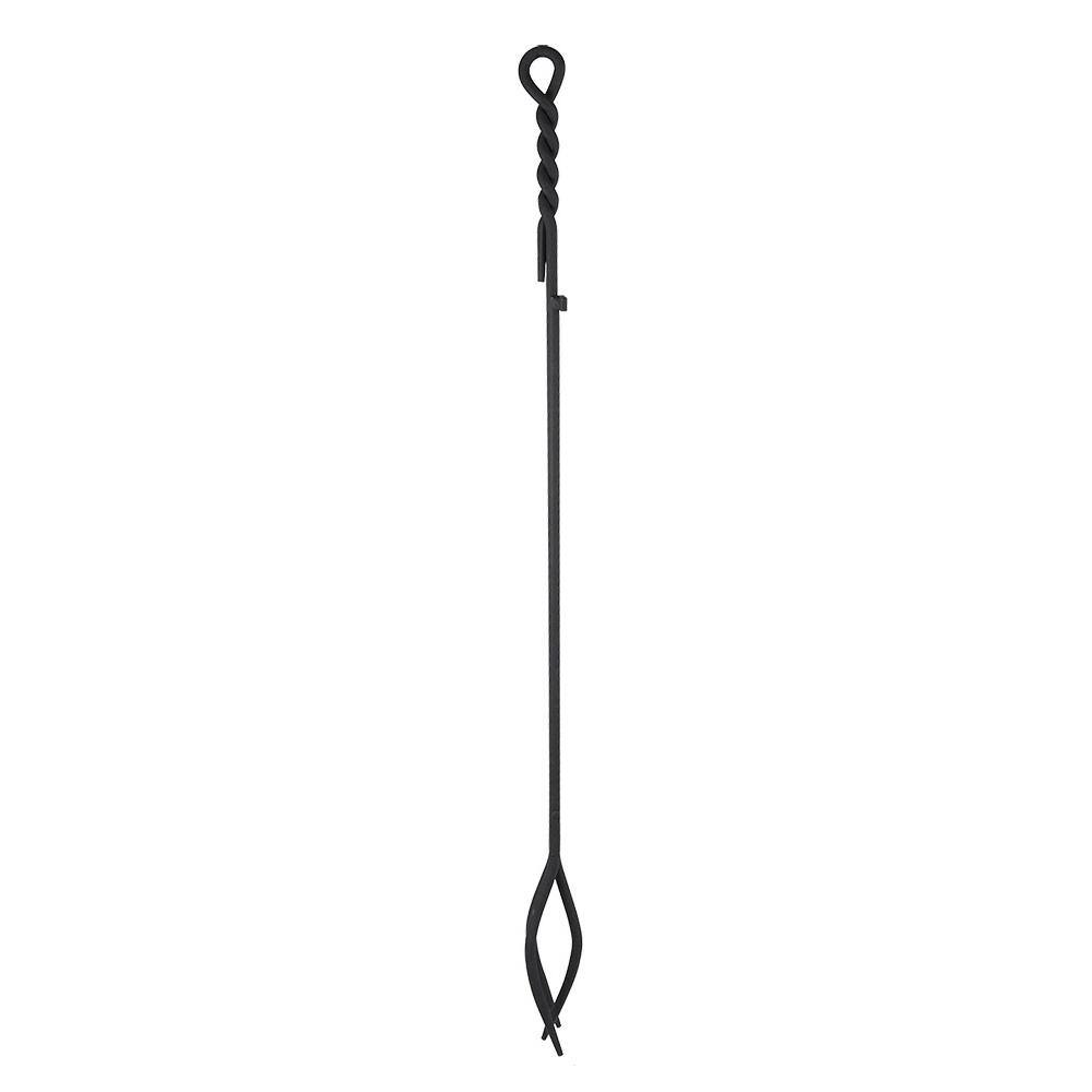 36 in. Tall Black Extra-Long Rope Design Fireplace Tongs - Hercitys