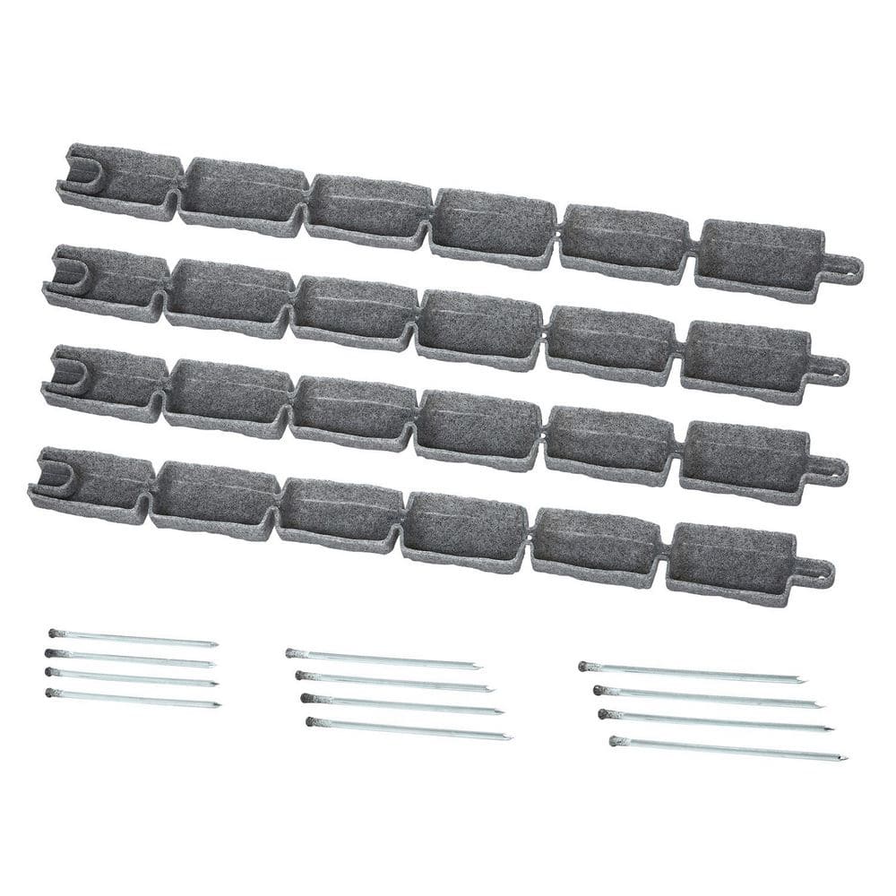 46.4 x 2.2 in. Faux Stone Landscape Edging, Flexible Brick-Sized Garden Border with Anchoring Spikes Polyethylene Grey - Hercitys