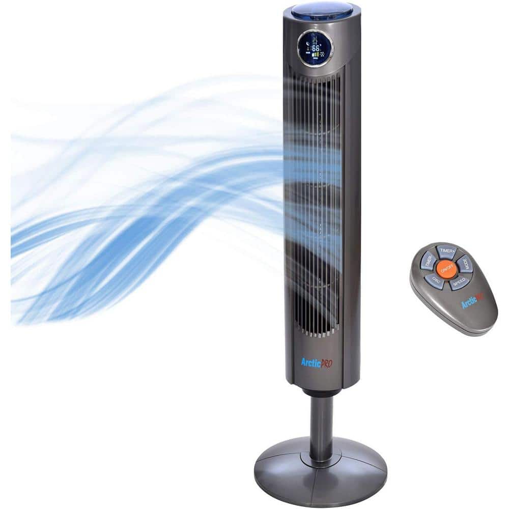 42 in. 3 Fan Speeds Oscillating Tower Fan in Dark Gray with Remote Control - Hercitys