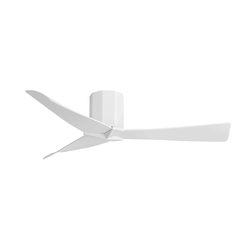 52 In. (4.3 ft.) Indoor Flush Mount Ceiling Fan without Integrated LED, White - Hercitys