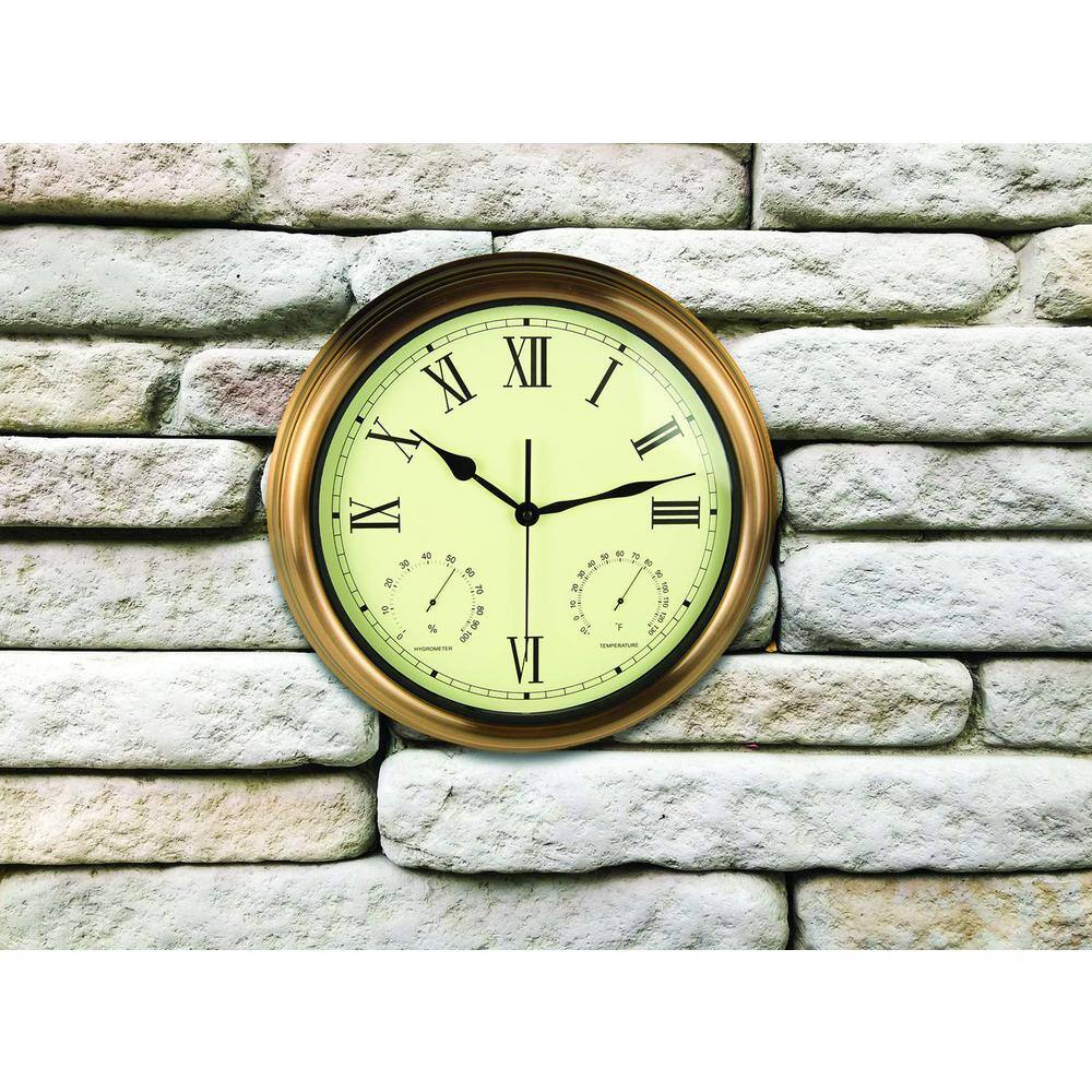 15 in. Copper Clock, Thermometer and Hygrometer - Hercitys