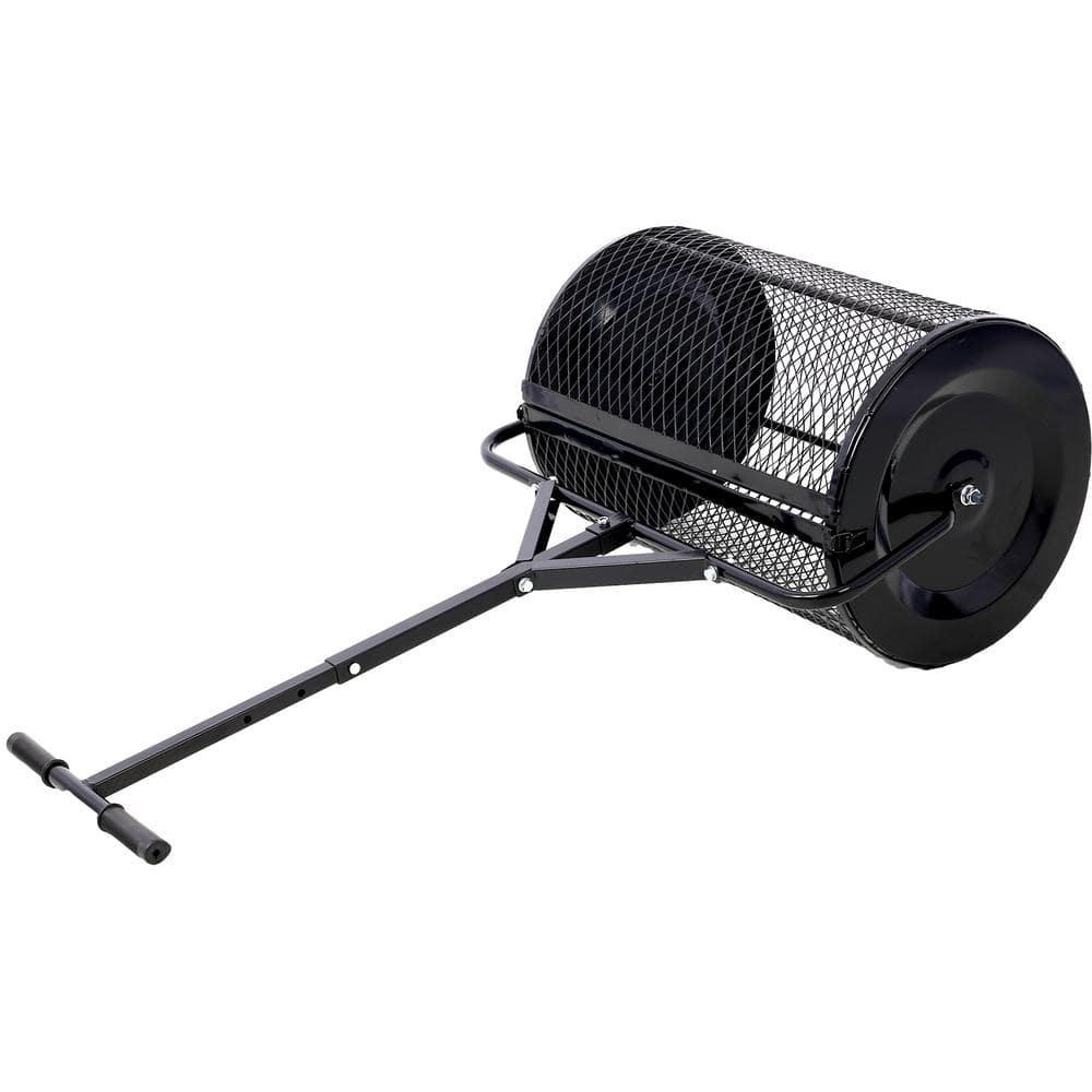 24 in. Black Metal Handle Peat Moss Compost Spreader - Hercitys