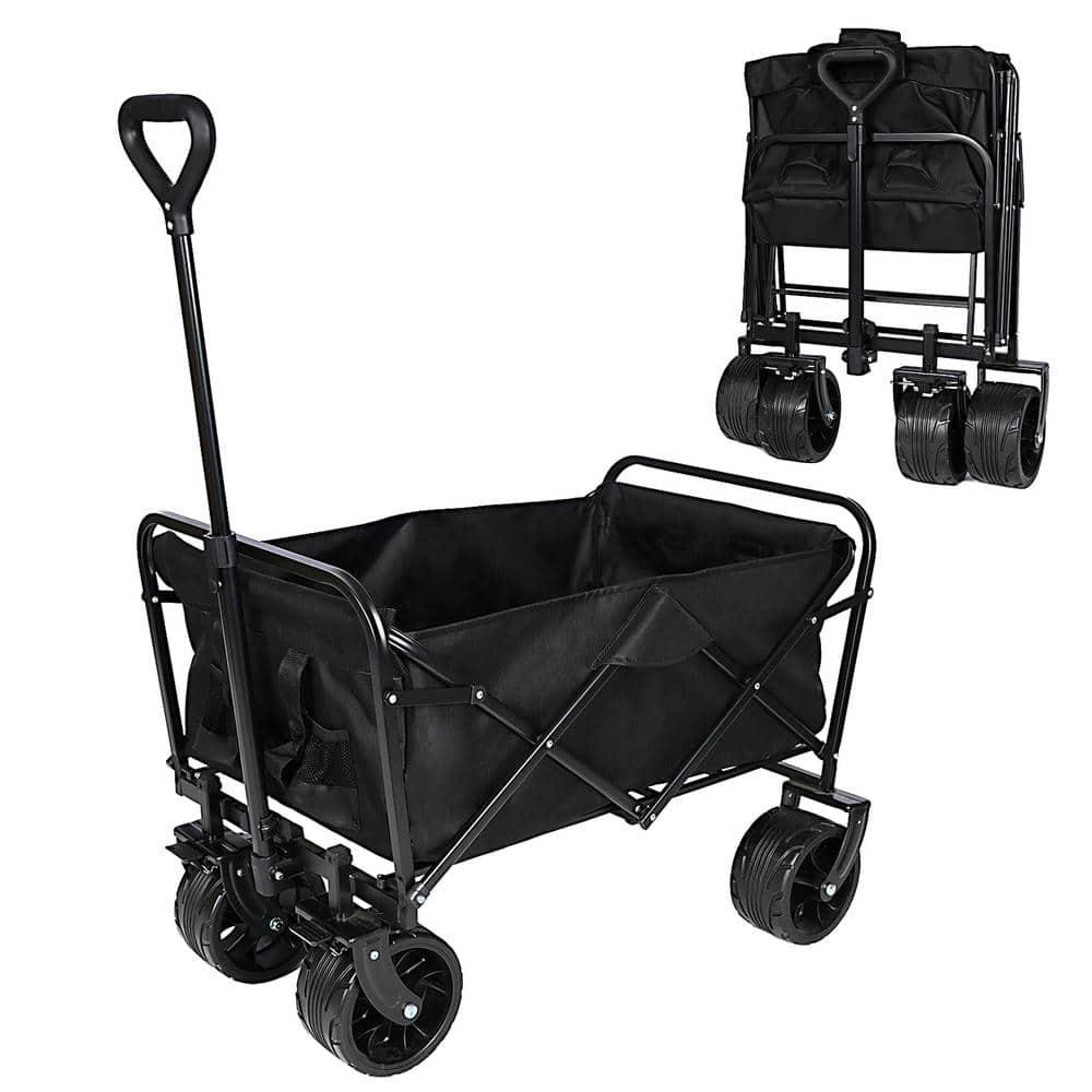 23.4 cu. ft. Steel Purple Heavy-Duty Folding Beach Wagon Garden Cart with 220 lbs. Large Capacity, Big Wheels - Hercitys