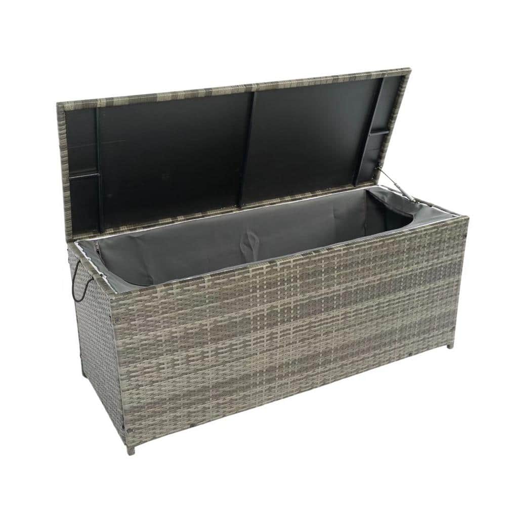 113 gal. Outdoor Patio Wicker Storage Deck Box with Lid, Outdoor Cushion Storage for Kids Toys, Pillows - Hercitys