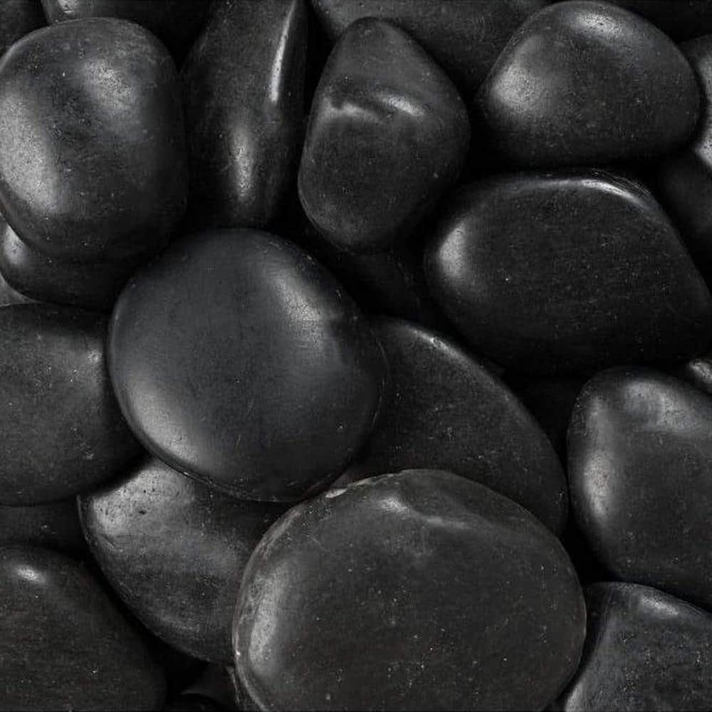 0.40 cu. ft. 1 in. to 2 in. 30 lbs. Polished Black Grade A Pebbles - Hercitys