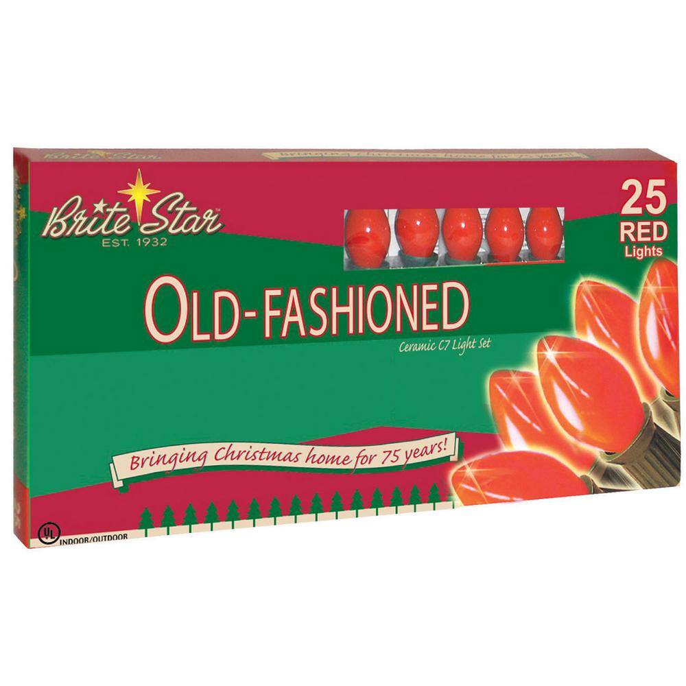 25 ft. 25-Light Red Christmas C7 Incandescent Old Fashioned String Lights - Hercitys
