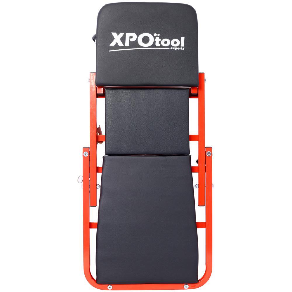 1-Tier Steel 6-Wheeled Utility Cart in Red, 2 in 1 Foldable Mechanic Creeper, 300 lbs. Capacity - Hercitys