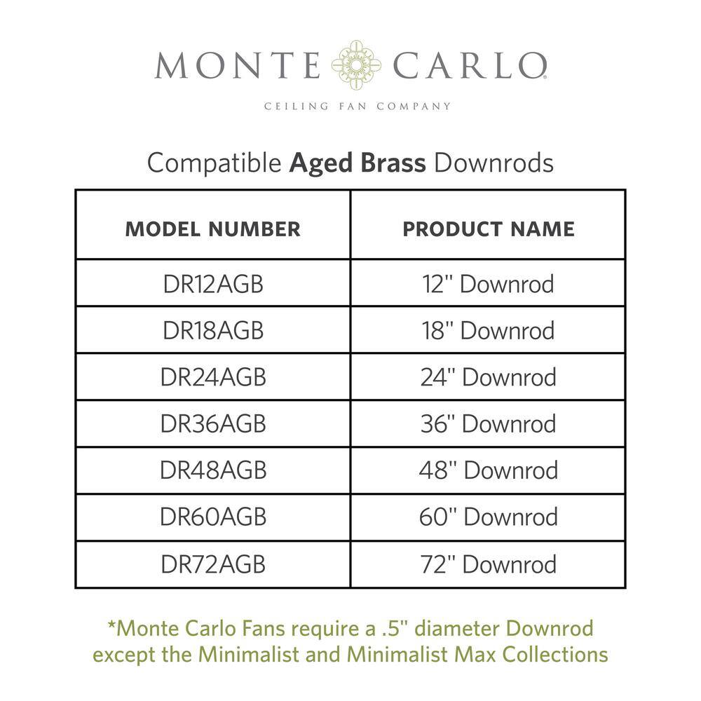 12 in. Aged Brass Extension Downrod, 1/2 in. Inside Diameter - Hercitys