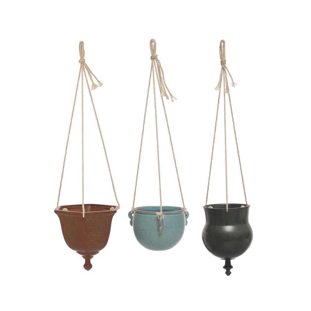 4.37 in. L x 5.12 in. W x 4.2 in. H 2 qts. Multicolor Stone Hanging Decorative Pots (3-Pack) - Hercitys