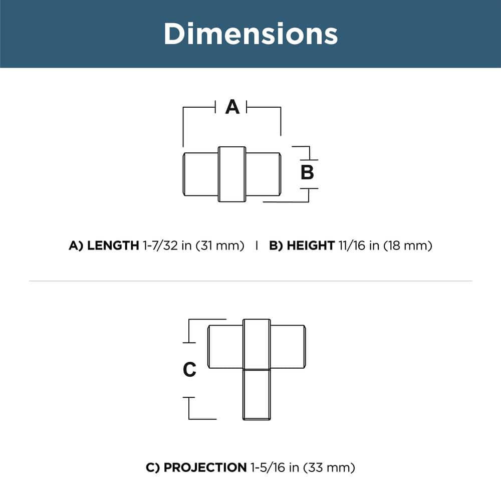 (30-Pack) Simple Wrapped Bar 1-1/4 in. (32 mm) Classic Stainless Steel T-Shaped Bar Cabinet Knobs - Hercitys
