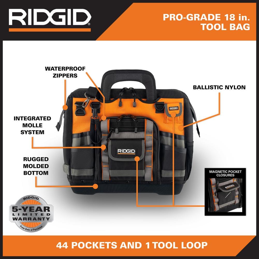 18 in. 44 Pocket Professional Grade Tool Bag - Hercitys