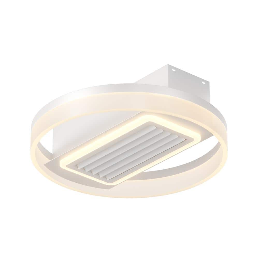 20 in. Integrated LED Modern Indoor Leafless Flush Mount White Ceiling Fan Light with Removable and Washable - Hercitys