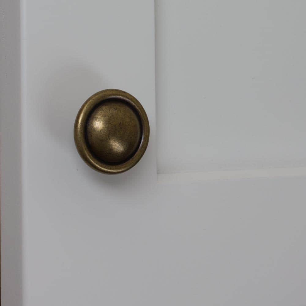 1-1/8 in. Dia Antique Brass Round Ring Cabinet Knob (10-Pack) - Hercitys