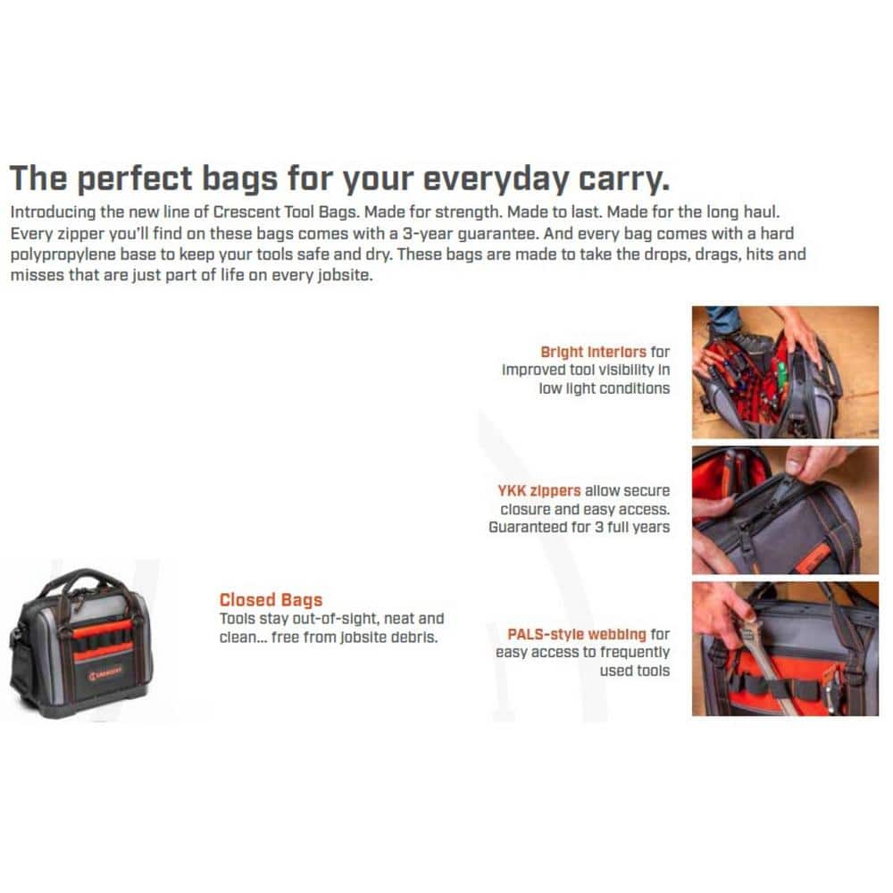 17 in. Tradesman Zipper Top Tool Bag - Hercitys